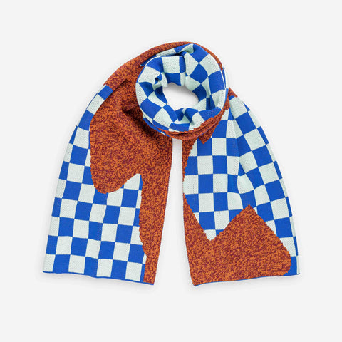Checkerboard Spill Scarf Jade Cobalt