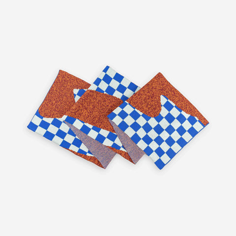 Checkerboard Spill Scarf Jade Cobalt