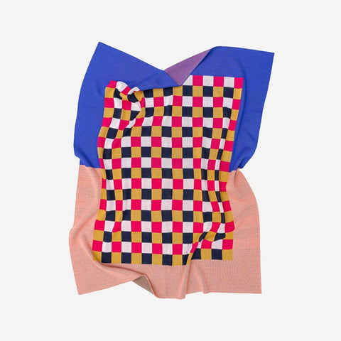 Gingham Checkerboard Throw Cobalt Pink