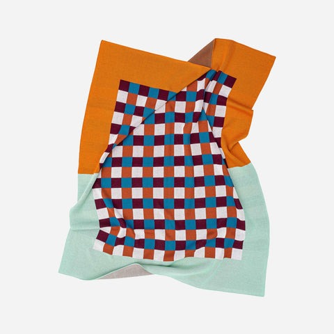 Gingham Checkerboard Throw Flame Jade