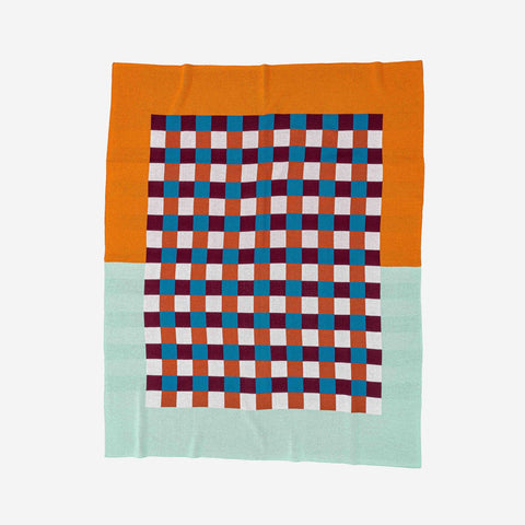 Gingham Checkerboard Throw Flame Jade