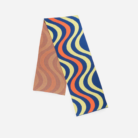 Optical Wave Scarf Navy Lime