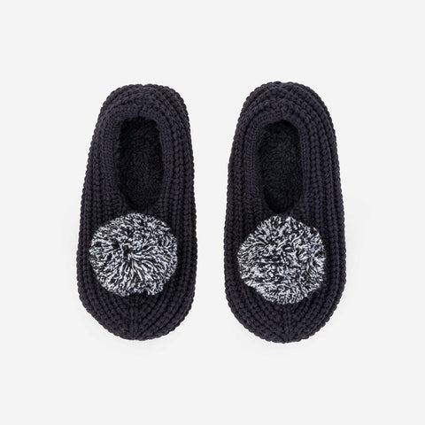 Pommed Rib Slippers Black