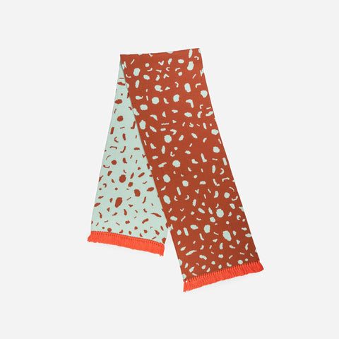 Terrazzo Fringe Scarf Flame Jade