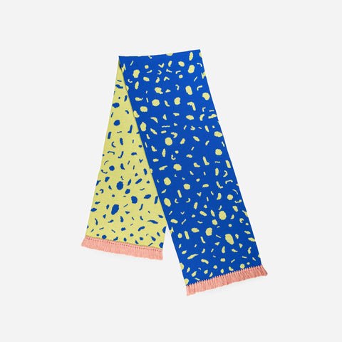 Terrazzo Fringe Scarf Lime Cobalt