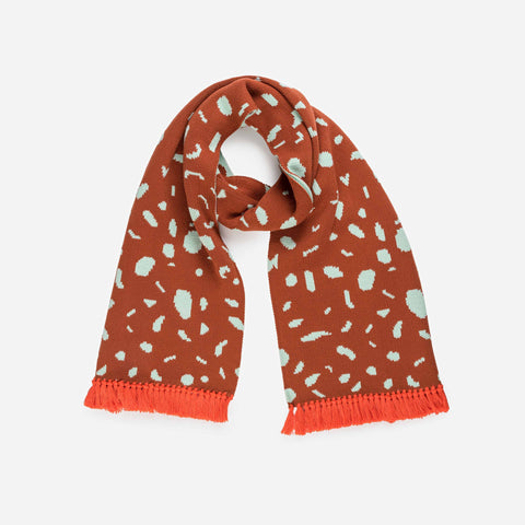 Terrazzo Fringe Scarf Flame Jade