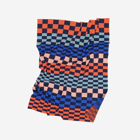 Albers Checkerboard Throw Navy Red