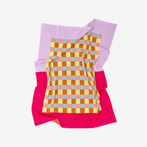 Gingham Checkerboard Throw Lilac Fuchsia