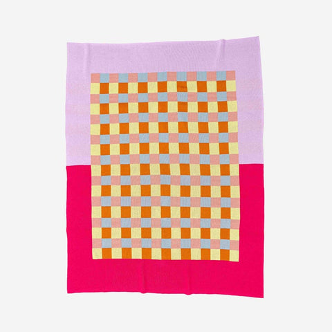 Gingham Checkerboard Throw Lilac Fuchsia