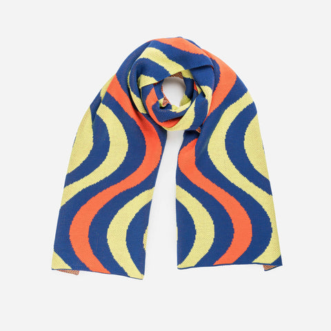Optical Wave Scarf Navy Lime