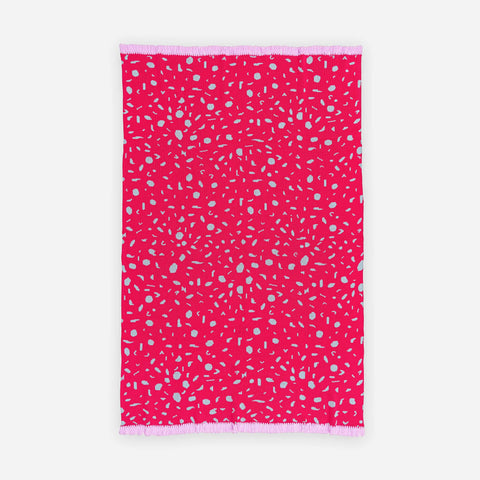 Terrazzo Fringe Throw Blue Fuchsia